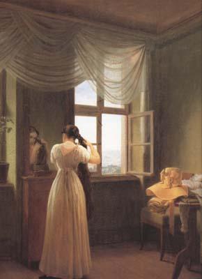 Georg Friedrich Kersting Woman before a Mirror (mk10) oil painting picture